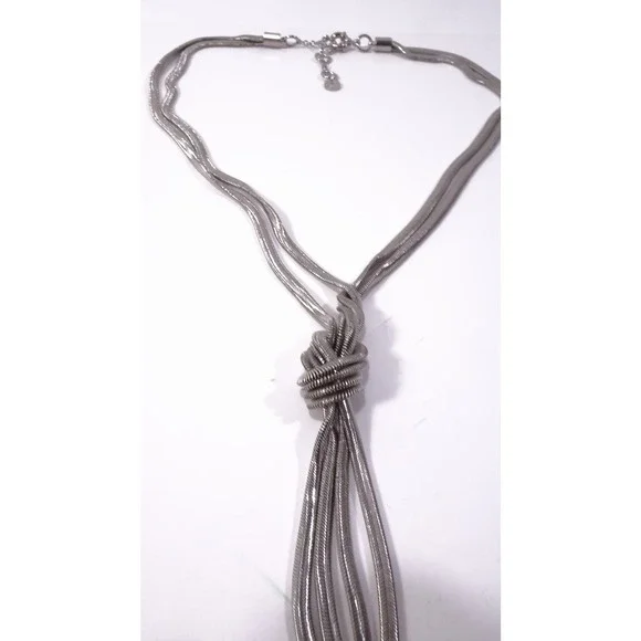 Nordstrom Something Navy Women's Silver Double Snake Y Necklace NWOT 68 - Picture 4 of 6